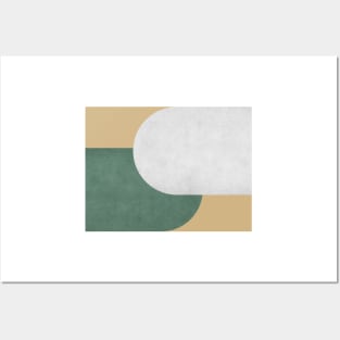 Half Circle Colorblock - Gold Green and White Posters and Art